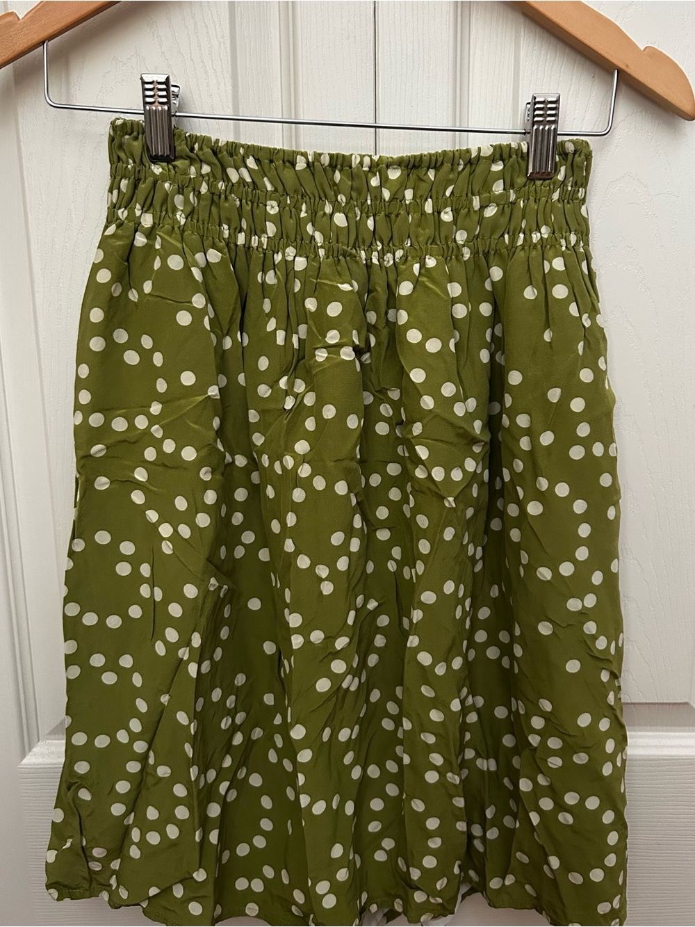 Corey Lynn Calter green polka dot silk skirt xs